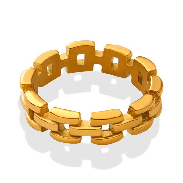 Personalized fashion titanium steel gold-plated simple hollow ring cross-border hot-selling minimalist stacking wearing men's and women's rings