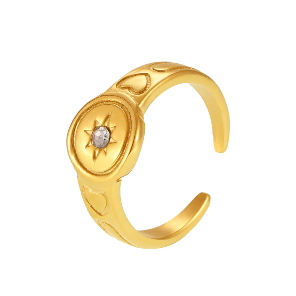 Zircon star light open ring women’s European and American style simple niche ring fashion design index finger ring tide pp