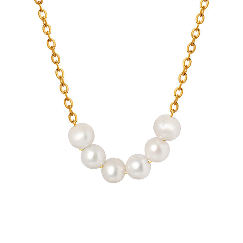 Muse temperament niche non-fading baroque natural freshwater pearl necklace light luxury gold-plated jewelry