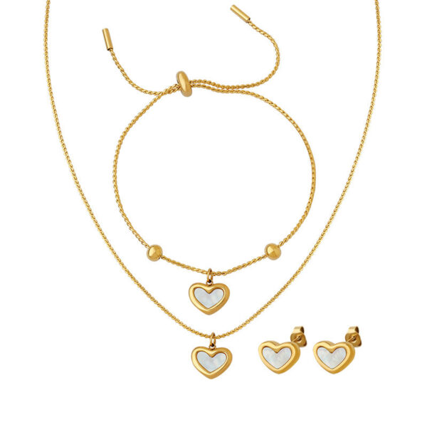Sweet peach heart shell necklace gentle wind fairy three pieces Qixi Festival couple jewelry 99