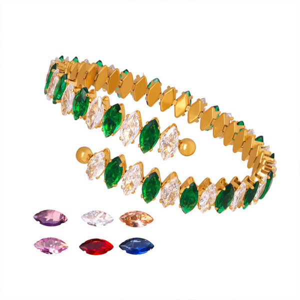 New high-end fashion personalized niche design light luxury inlaid with colored zircon bracelet jewelry women