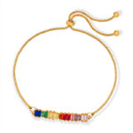 Stylish and simple geometric design inlaid with multi-color zircon snake bone chain titanium steel gold-plated pull-up buckle anklet jewelry women