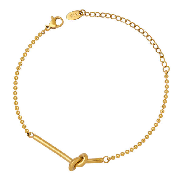 Small lucky heart-shaped knotted bead chain mini bracelet female girlfriend personality trendy titanium steel plated 18k gold niche hand jewelry