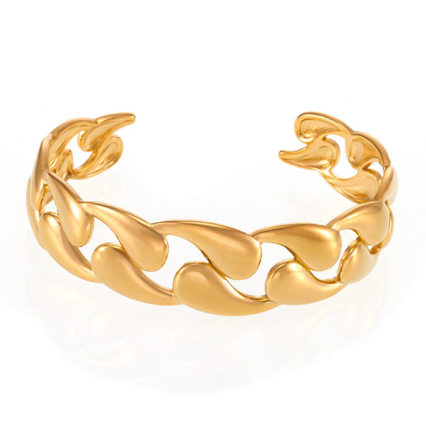Classic smooth water drop woven bracelet fashionable couple stainless steel plated 18K gold open bracelet