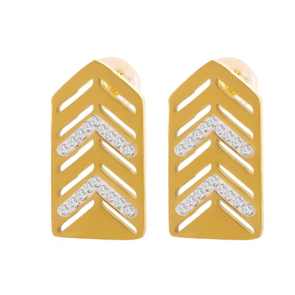 Rhombus hollow inlaid zircon stud earrings stainless steel 18k real gold exquisite temperament earrings earrings wholesale women
