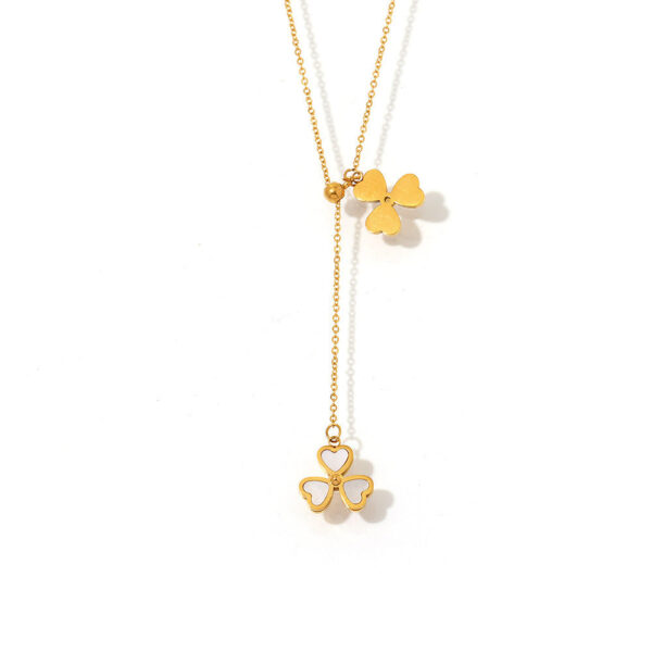 Heart-shaped flower natural fritillary fringed necklace beautiful niche design stainless steel pull adjustable female 99