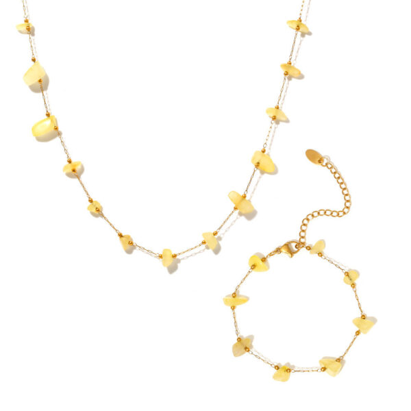 Marka natural gravel temperament clavicle necklace bracelet stainless steel non-fading light luxury set wholesale