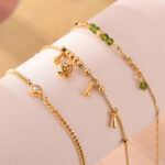 Temperament elegant versatile casual style anklet Internet celebrity water drop with diamond design titanium steel gold-plated jewelry