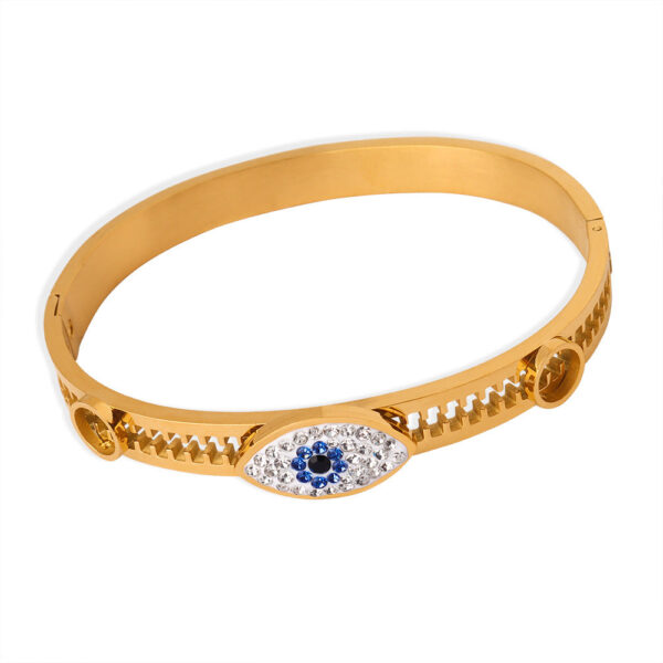 New retro design light luxury titanium steel plated 18K gold devil's eye diamond hollow bracelet jewelry wholesale