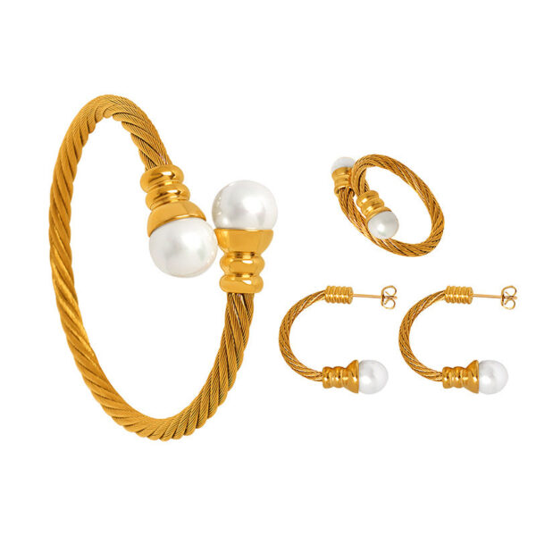 Exquisite fashion design ring hose tube personalized colored beads bracelet niche neutral wind earrings elastic set