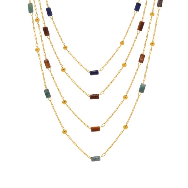 Rust steel ultra-fine natural stone hammer cross chain handmade beaded necklace lapis lazuli collarbone chain accessories women