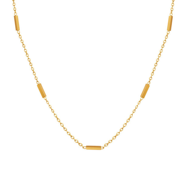 Exquisite, small and simple splicing titanium steel gold-plated necklace, trendy and versatile niche design collarbone chain