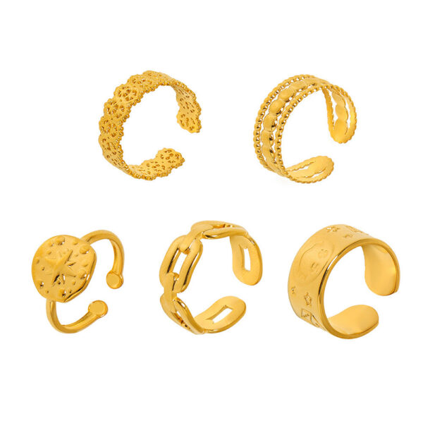 Geometric element open ring women's stainless steel plated 18k gold daily niche accessories combination