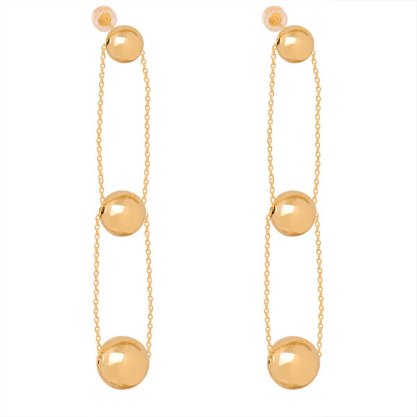 New fashion niche design simple personality copper round bead chain long earrings high-end jewelry women