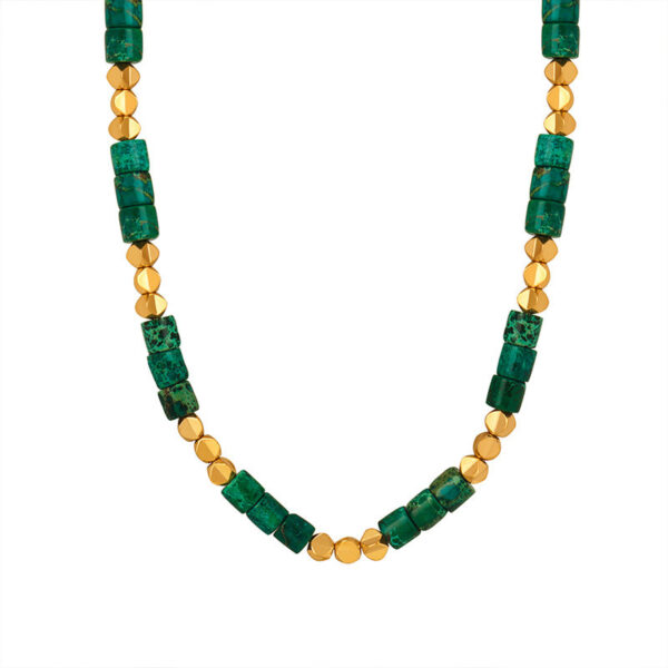 Personalized fashion commuter beaded emperor stone versatile necklace temperament women's titanium steel gold-plated popular jewelry