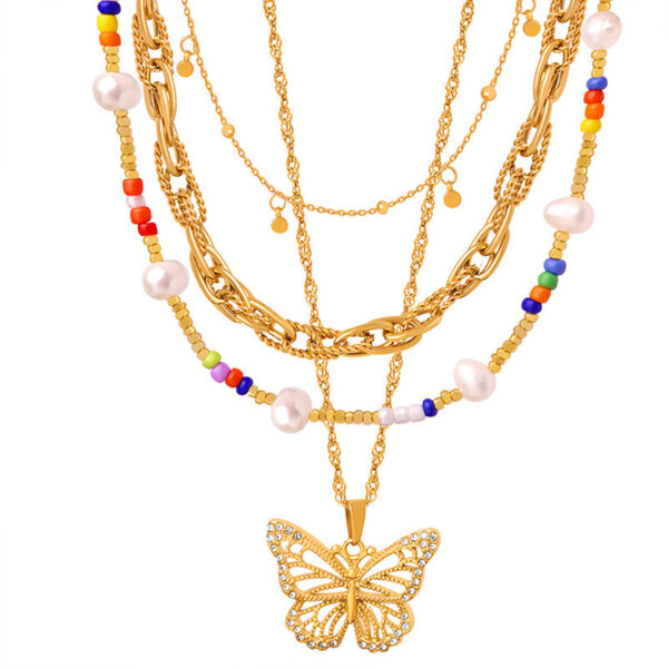 Cold wind niche geometric jewelry chain simple versatile titanium steel gold-plated jewelry set female 99