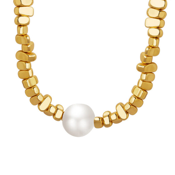 Retro light luxury simple irregular imitation pearl gold-plated non-fading necklace niche design personalized jewelry women 99