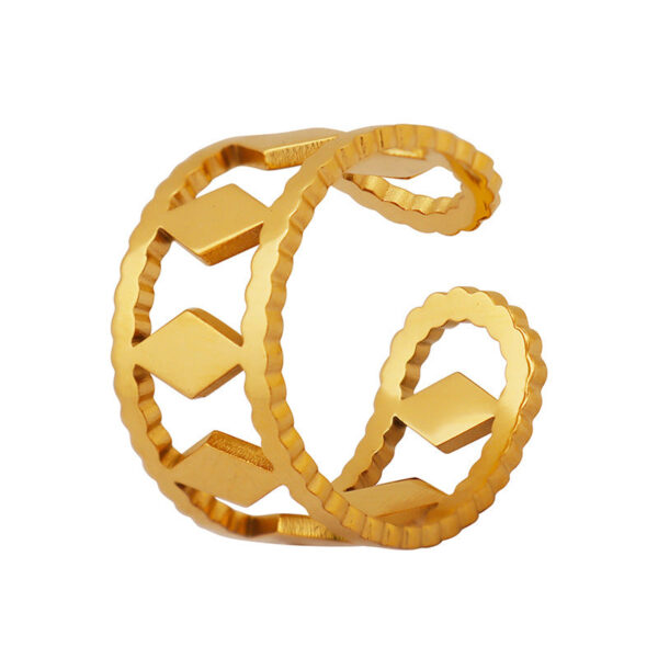 Minimalist style simple fashion personalized ring adjustable ring titanium steel plated 18k real gold open ring