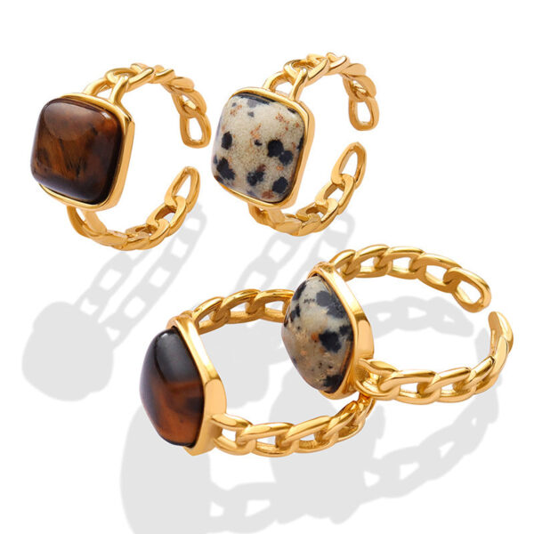 Personalized retro natural stone tiger's eye stone inlaid geometric open ring high quality accessories wholesale A344
